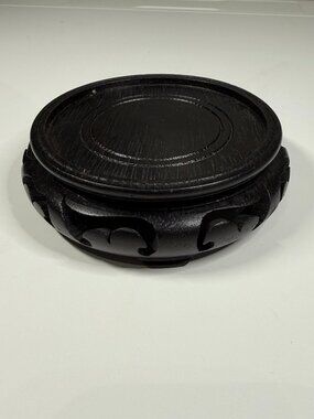 Vintage Oriental Hardwood Display Stand Black #1